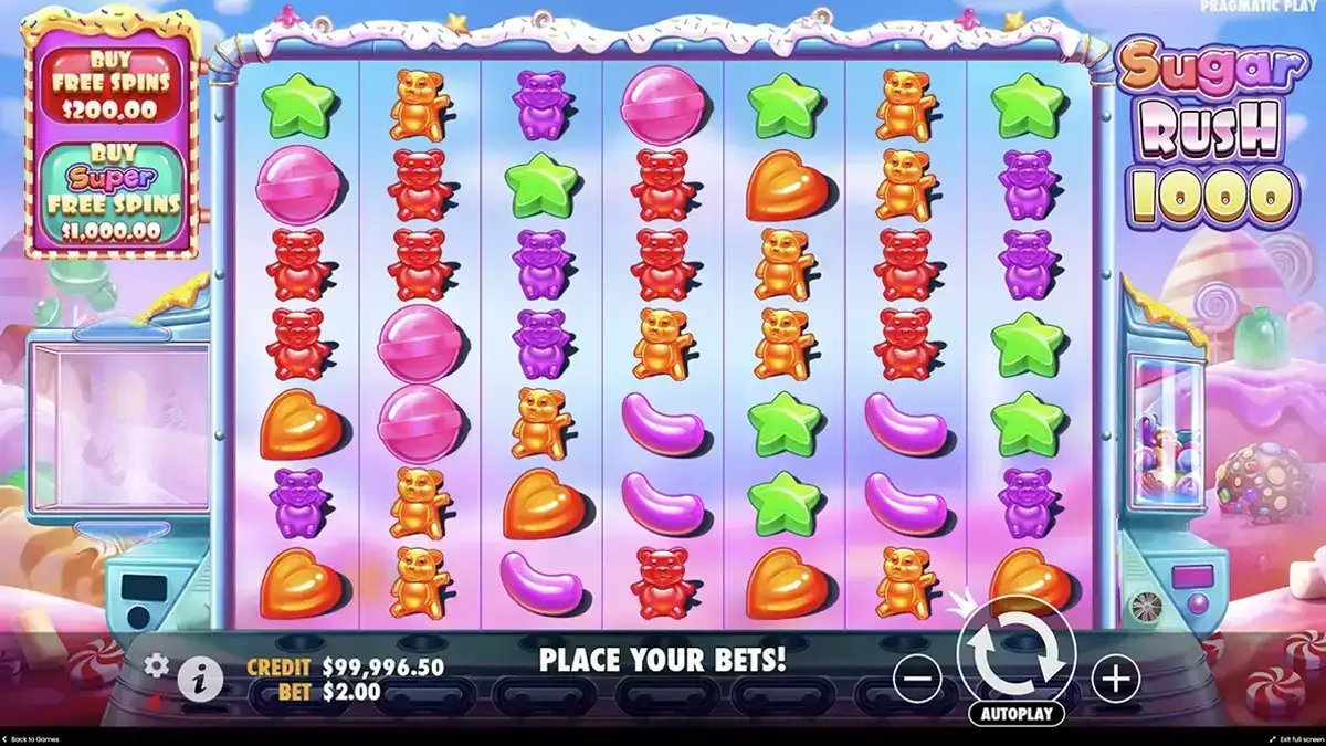 Super bonus dans la machine à sous Sugar Rush 1000