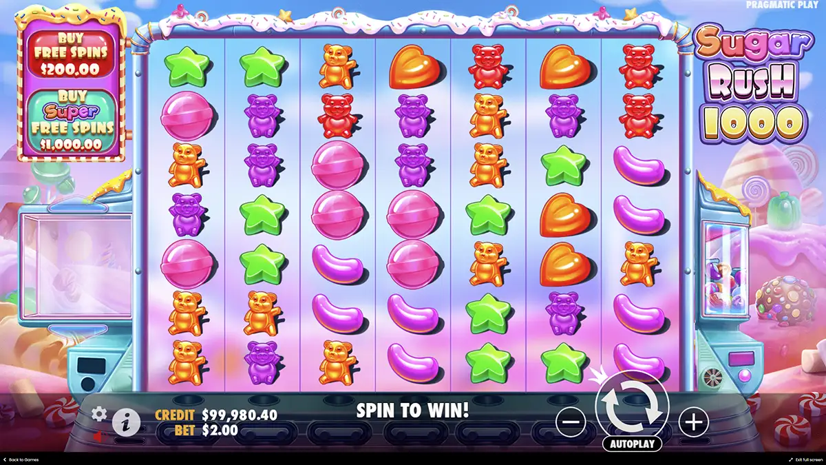 Utilisation des bonus dans Sugar Rush 1000