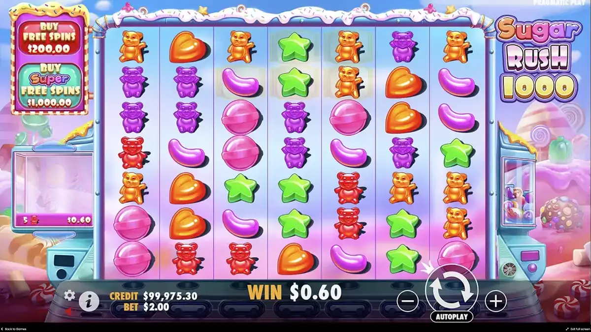 Style visuel de la machine à sous Sugar Rush 1000